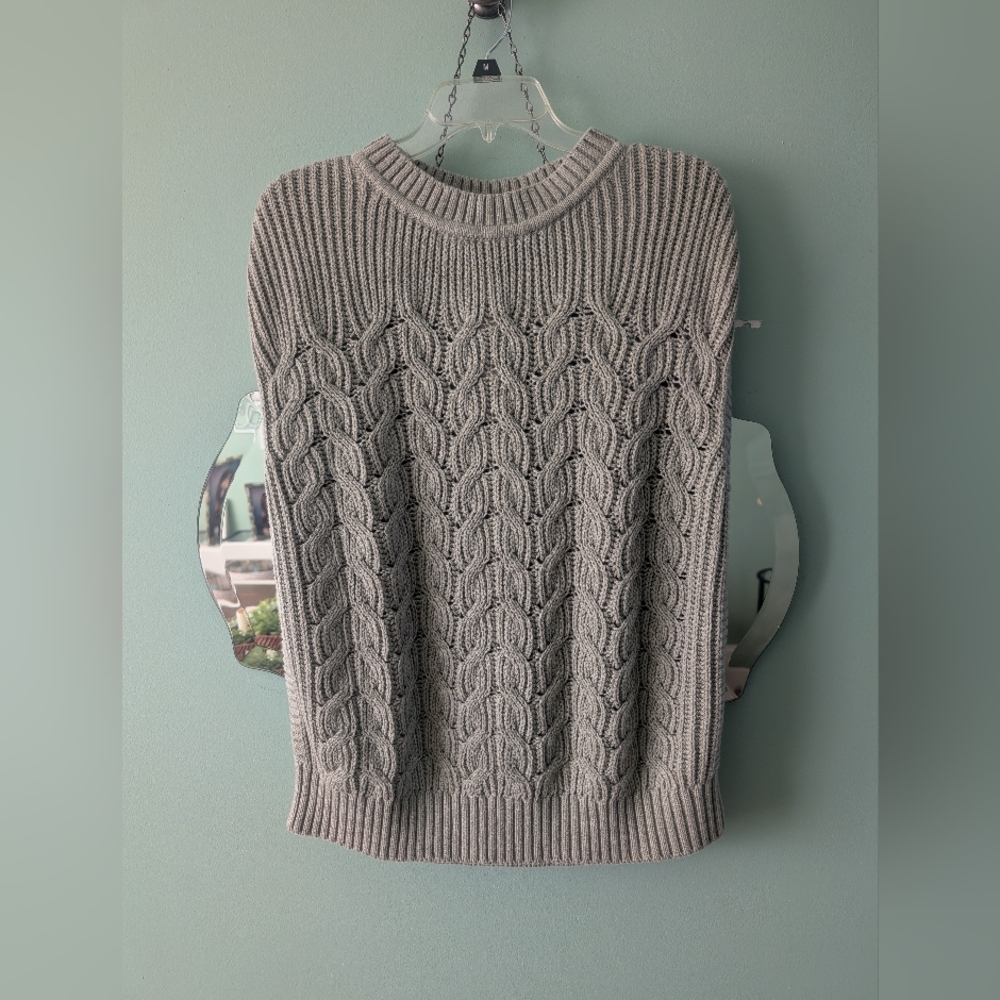 Pact Sage Green Cable Knit Women's Sweater Vest NWOT